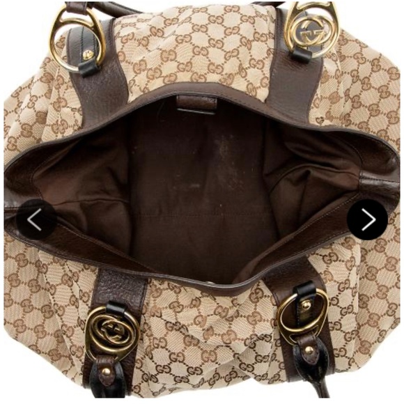 Gucci interlocking tote bag duffle medium large brown travel canvas d - Picture 6 of 14